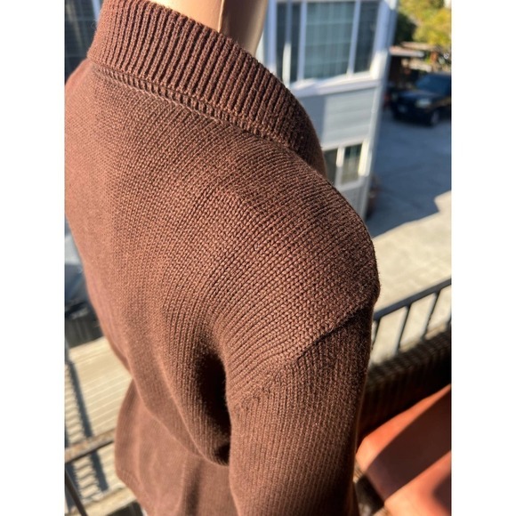 Lauren Jeans Co Ralph Lauren Sweater Shirt Top Brown Button Up Tie Waist Large - Picture 11 of 13